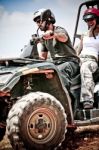 Young Male Riding ATV Stock Photo