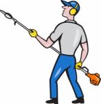 Gardener Hedge Trimmer Isolated Cartoon Stock Photo