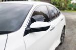 Mirror Side Of White Modern Car Stock Photo