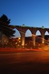 Aqueduct Of The Free Waters In Lisbon (car Motion) Stock Photo