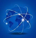 Network Global Over Blue Background Stock Photo