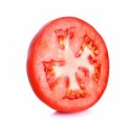 Slice Tomato Isolated On The White Background Stock Photo