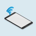 Black Tablet Isometric With Wireless Icon Stock Photo