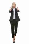 Businesswoman Thumbs Up Stock Photo