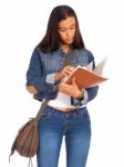 Student With Her Notebooks Stock Photo