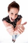 Woman With Thumbs Up Stock Photo