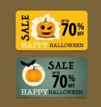 Happy Halloween. Sale Coupon, Voucher And Tag Stock Photo