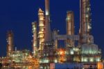 Oil Refinery Plant In Petrochemical Industry Estate At Night Tim Stock Photo