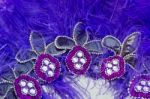 Embroidered Helmet With Stones And Feathers For Carnival Stock Photo