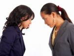 Girls Looking At Each Other Stock Photo