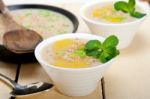 Hearty Middle Eastern Chickpea And Barley Soup Stock Photo