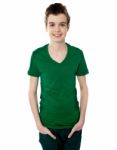 Smiling Teenage Boy Standing Stock Photo