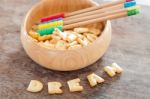 Dream Alphabet Biscuit On Wooden Table Stock Photo