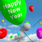 Balloons In The Sky Saying Happy New Year Stock Photo