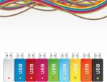 Multicolored USB Flash Memory Stock Photo