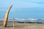 Traditional Peruvian Small Reed Boats Stock Photo