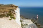 Beachey Head, Sussex/uk - July 23 : View Of The Lighthouse At Be Stock Photo