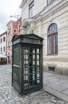 View Of An Old Telephone Box In Krumlov Stock Photo