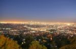 Los Angeles, California Skyline In The Twilight Stock Photo