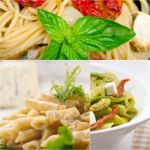 Collection Of Different Type Of Italian Pasta Collage Stock Photo