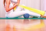 Exercises With Elastic Strengthening Tibial Tarsal Stock Photo