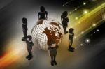 People Around A Globe Representing Social Networking Stock Photo