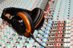 Mixing Des And Headphones Stock Photo