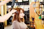 Hairdresser Makes A Hair Dress Stock Photo