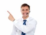 Businessman Showing Pointing Up Stock Photo