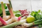 Vegetables On Wooden Stock Photo