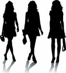 Silhouette Fashion Girls Stock Photo