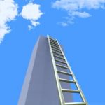 Sky Ladders Indicates Step Upwards And Raise Stock Photo