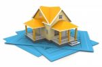 House Model On A Plan Stock Photo