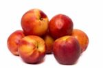 Tasty Nectarines Fruits Isolated On White Background Stock Photo