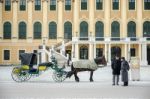 Horse And Carriage At The Schonbrunn Palace In Vienna Stock Photo