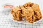 Fried Chicken With Chili Sauce Stock Photo