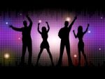 Silhouette People Indicates Disco Dancing And Celebration Stock Photo