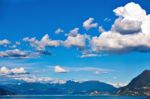 Lake Maggiore And Swiss Alps Stock Photo