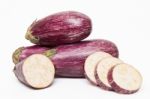 Eggplants Isolated On A White Background Stock Photo