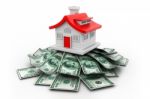 House With Money Stock Photo