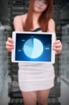 Programmer In Data Center Room With Digital Tablet Stock Photo