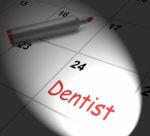 Dentist Calendar Displays Oral Health And Dental Appointment Stock Photo