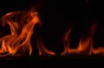 Beautiful Fire Flames On Black Background Stock Photo