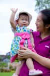 Mother And Daughter   In The Park Stock Photo