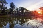 Noth Gate Of Angkor Thom Stock Photo