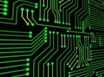 Circuit Board Represents Hi Tech And Electronics Stock Photo