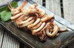 Barbecue Grilled Squid Stock Photo