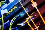 Fiber Optic With Servers In A Technology Data Center Stock Photo