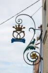 Bakerei Hanging Sign In Rothenburg Stock Photo