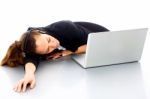 Sleeping Young Businesswoman Stock Photo